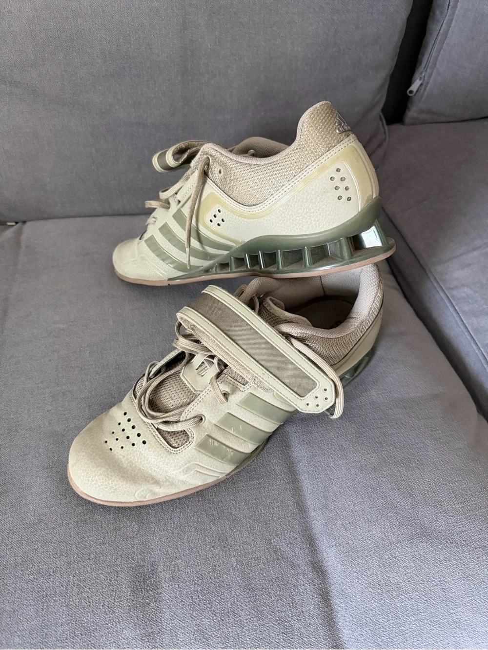 adidas Men’s Tan and Olive Weightlifting Shoes with Heel Strap